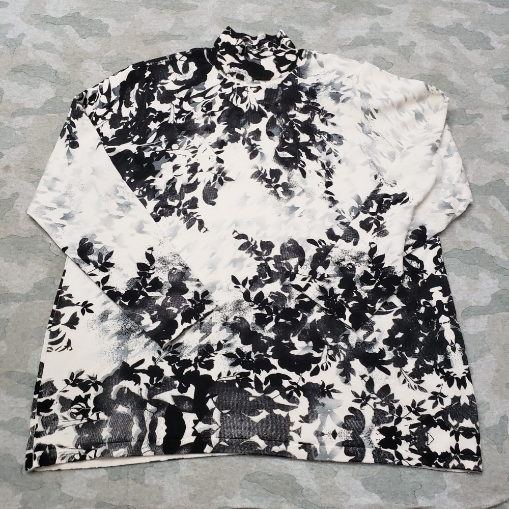 Chico's Sweater‎ Womens 2 Black Pullover Mock Neck Lightweight